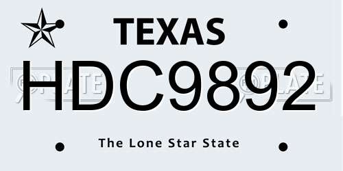 HDC9892 Texas License Plate