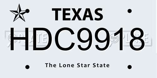 HDC9918 Texas License Plate