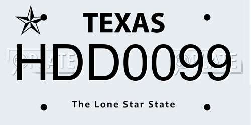 HDD0099 Texas License Plate