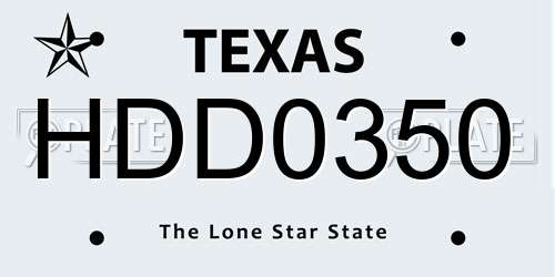 HDD0350 Texas License Plate