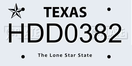 HDD0382 Texas License Plate
