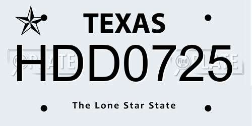 HDD0725 Texas License Plate
