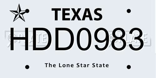 HDD0983 Texas License Plate