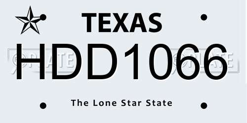 HDD1066 Texas License Plate