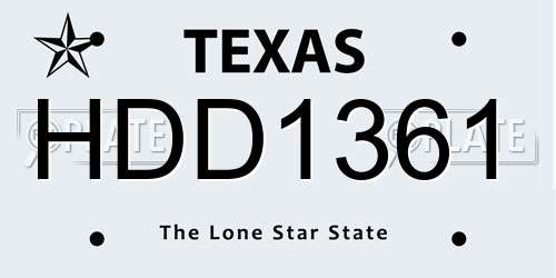 HDD1361 Texas License Plate