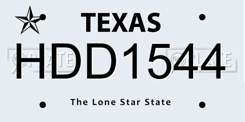 HDD1544 Texas License Plate