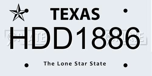 HDD1886 Texas License Plate
