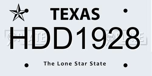 HDD1928 Texas License Plate