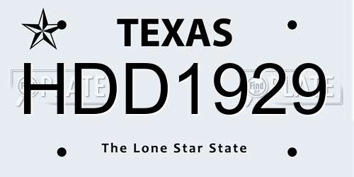 HDD1929 Texas License Plate