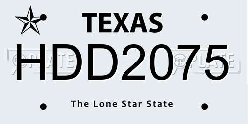 HDD2075 Texas License Plate
