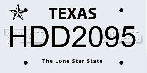 HDD2095 Texas License Plate