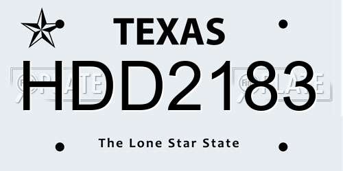 HDD2183 Texas License Plate