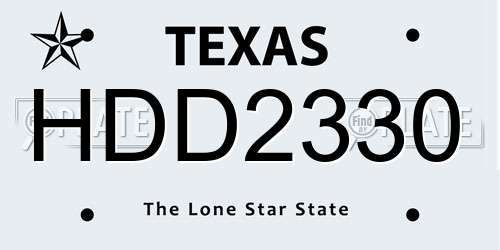 HDD2330 Texas License Plate