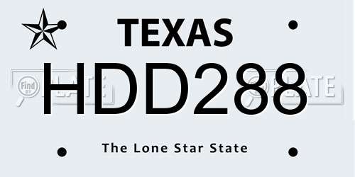 HDD288 Texas License Plate