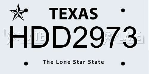 HDD2973 Texas License Plate