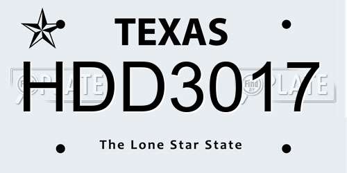 HDD3017 Texas License Plate