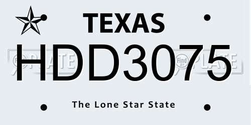 HDD3075 Texas License Plate