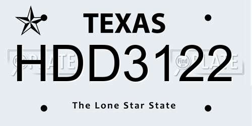HDD3122 Texas License Plate