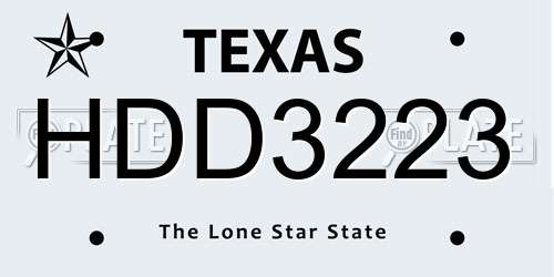 HDD3223 Texas License Plate