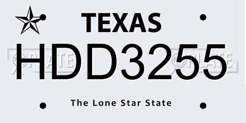 HDD3255 Texas License Plate