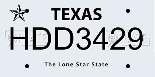 HDD3429 Texas License Plate