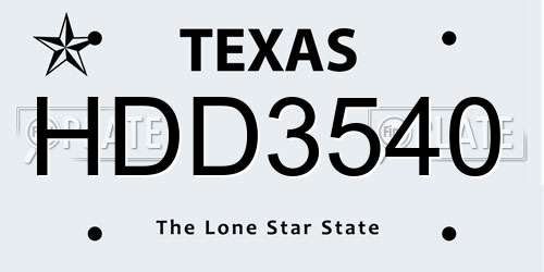 HDD3540 Texas License Plate