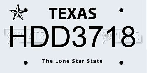 HDD3718 Texas License Plate