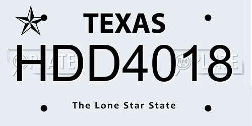 HDD4018 Texas License Plate