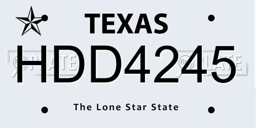HDD4245 Texas License Plate