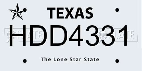 HDD4331 Texas License Plate