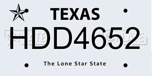 HDD4652 Texas License Plate