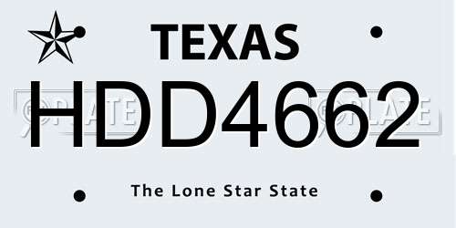 HDD4662 Texas License Plate