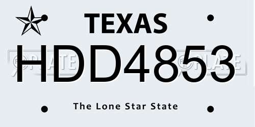 HDD4853 Texas License Plate