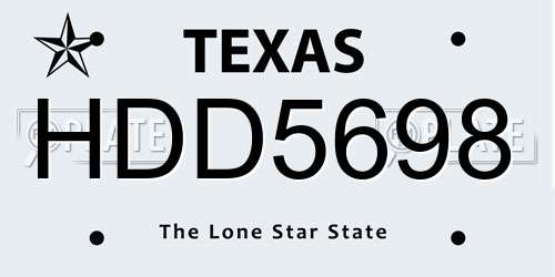 HDD5698 Texas License Plate