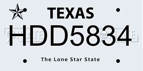 HDD5834 Texas License Plate