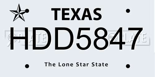 HDD5847 Texas License Plate