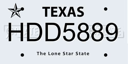 HDD5889 Texas License Plate