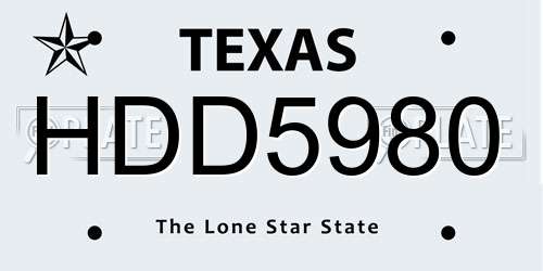 HDD5980 Texas License Plate