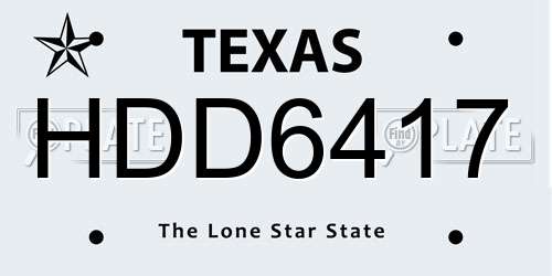 HDD6417 Texas License Plate