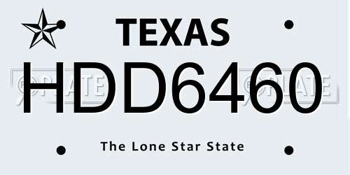 HDD6460 Texas License Plate