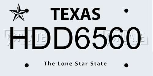HDD6560 Texas License Plate