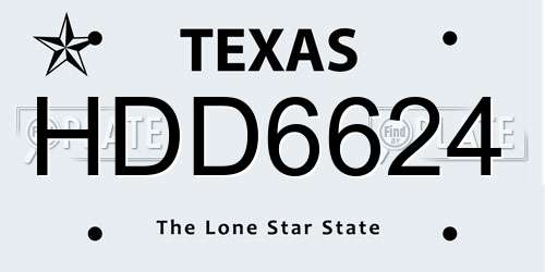 HDD6624 Texas License Plate