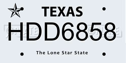 HDD6858 Texas License Plate