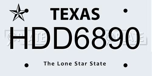 HDD6890 Texas License Plate