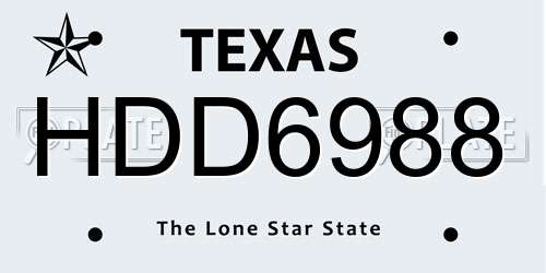 HDD6988 Texas License Plate