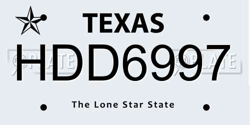 HDD6997 Texas License Plate