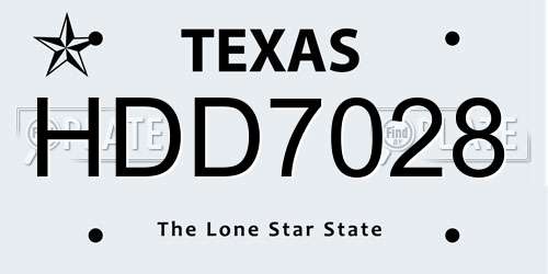 HDD7028 Texas License Plate