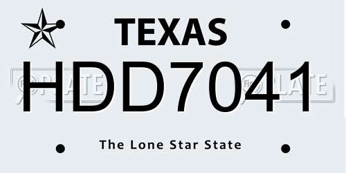 HDD7041 Texas License Plate