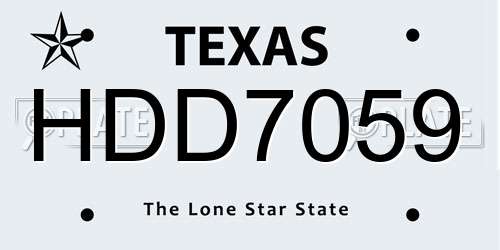 HDD7059 Texas License Plate