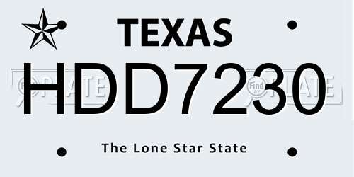 HDD7230 Texas License Plate
